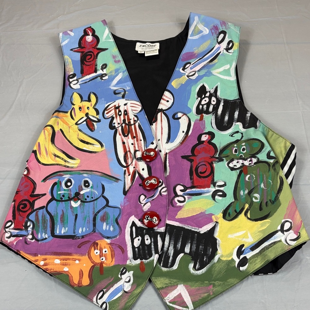 ENCORE for SILKSCAPES HAND-PAINTED VEST WITH DOGS